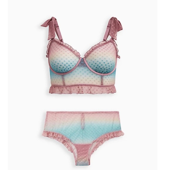 Torrid Gradient Ruffle Trim Bralette 4X & Cheeky Panty 3X - Picture 2 of 5